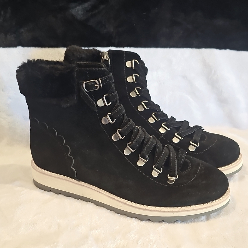 Kate Spade Women's Black Suede Fur-Lined Boots